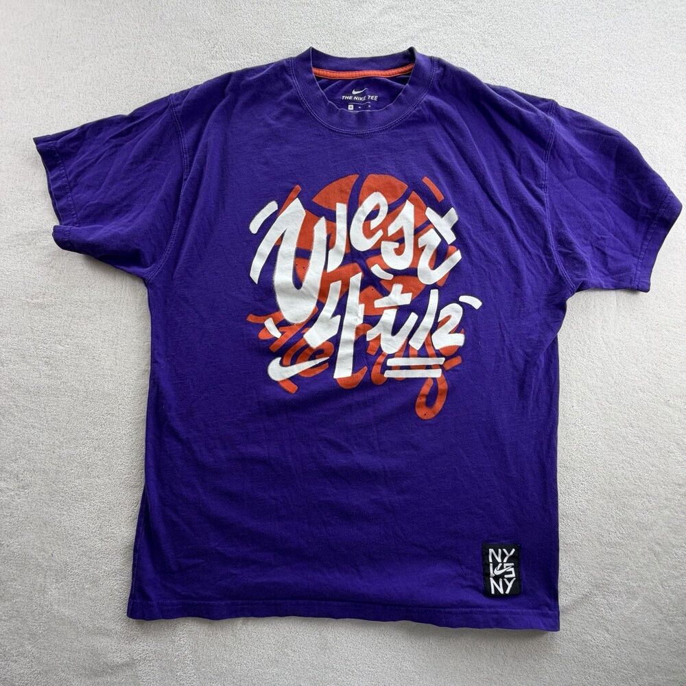 Nike Rare The Cage West 4th Basketball T-Shirt Purple CZ9003-547 Size Medium EUC
